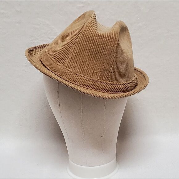 VINTAGE Beacon Hill Tan Corduroy Satin Lined Fedora Hat Extra Large - Picture 1 of 10